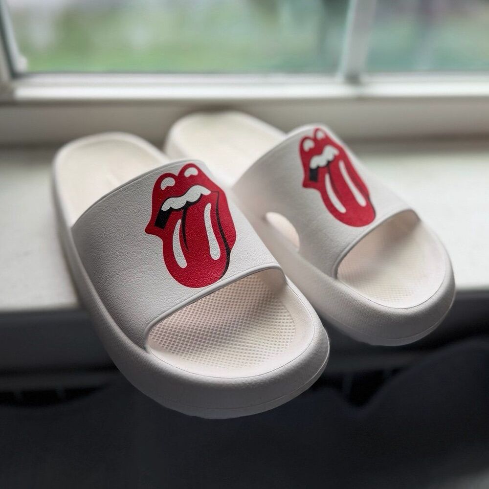 The Rolling Stones Graphic Slide Sandals by Skechers ArchFit Women’s Size 7